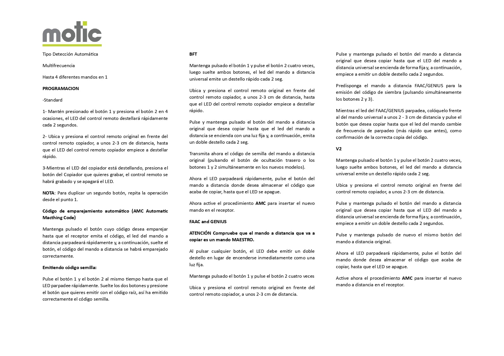 Mando de Garaje Universal