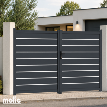Portón Batiente de Aluminio ELITE Antracita – 350 x 176 cm + Kit completo Motor WIFI
